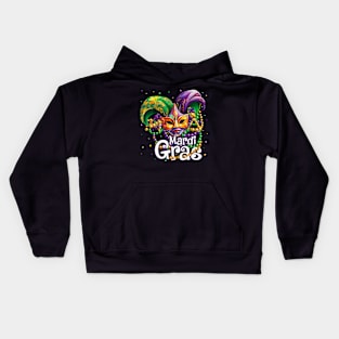 Happy Mardi Gras Carnival Party Mask BeadsKids Kids Hoodie